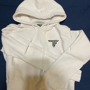 White cropped workout hoodie